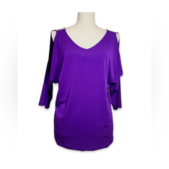 INC International Concepts Tops - INC International Concepts Rich Purple Top Women’s size LP Cold Shoulder